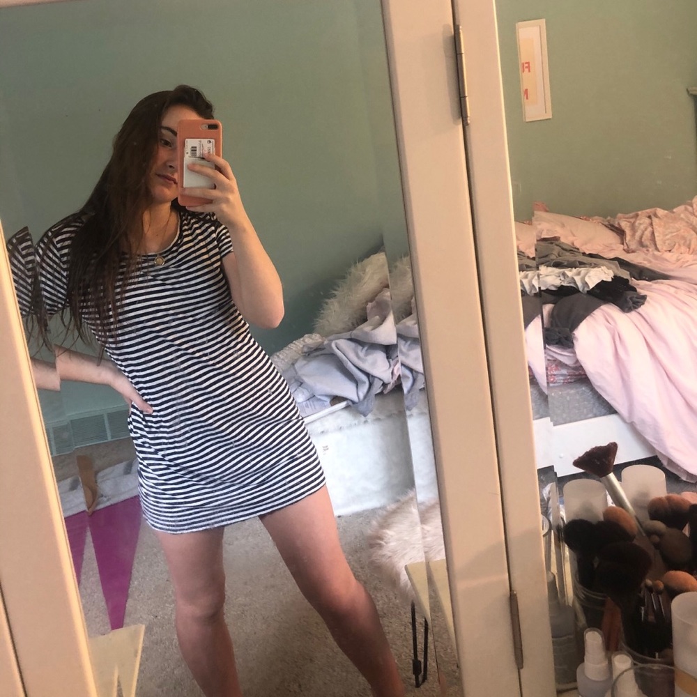 navy & white striped summer dress